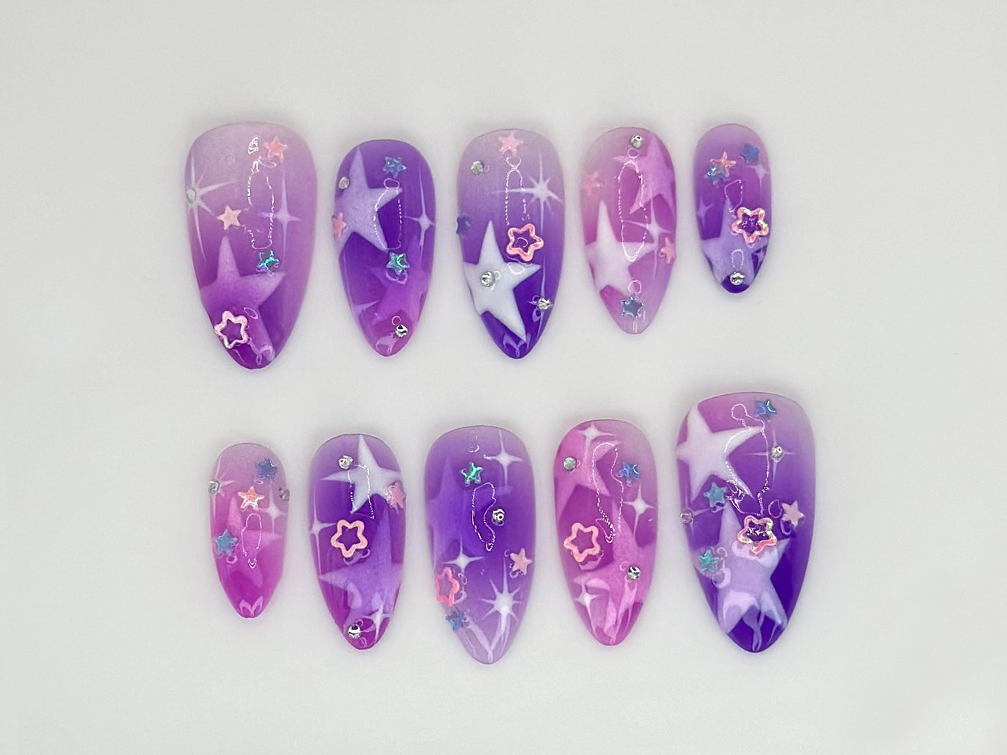 Galaxy Purple Pink Starry Press On Nails