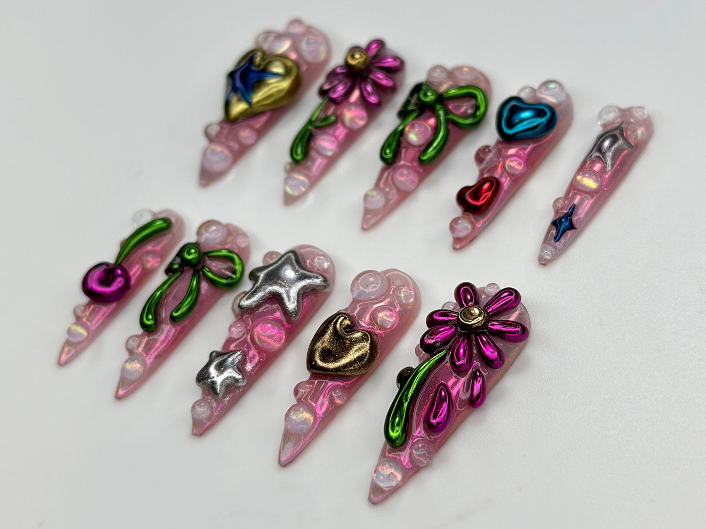 Y2K Pink Bubble Kawaii Press On Nails