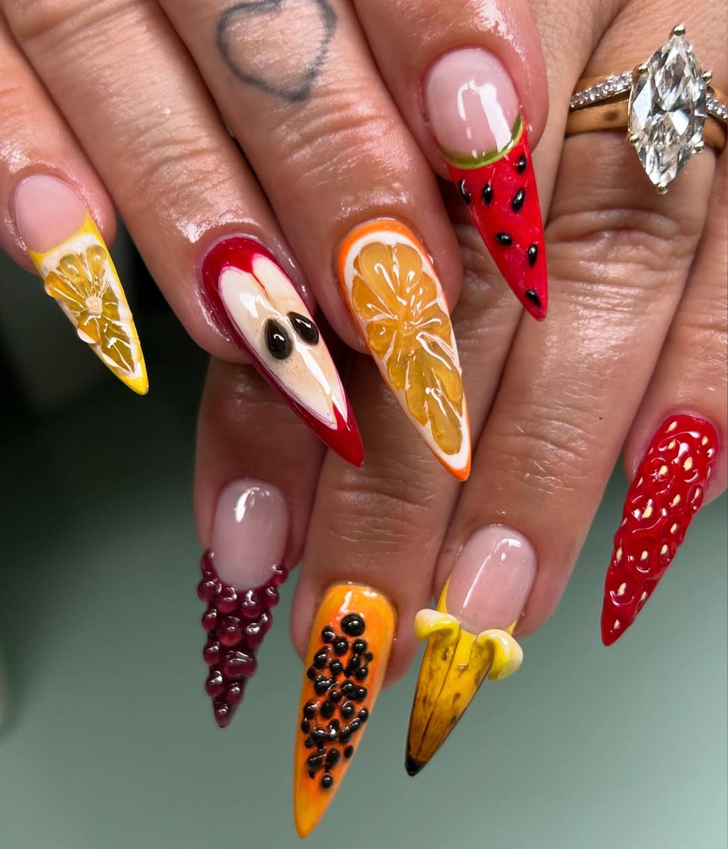 Fruity 3D Summer Tropical Press On Nails