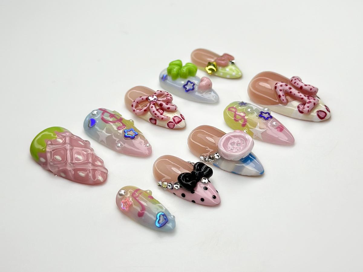 Playful Strawberry 3D Press On Nail Set