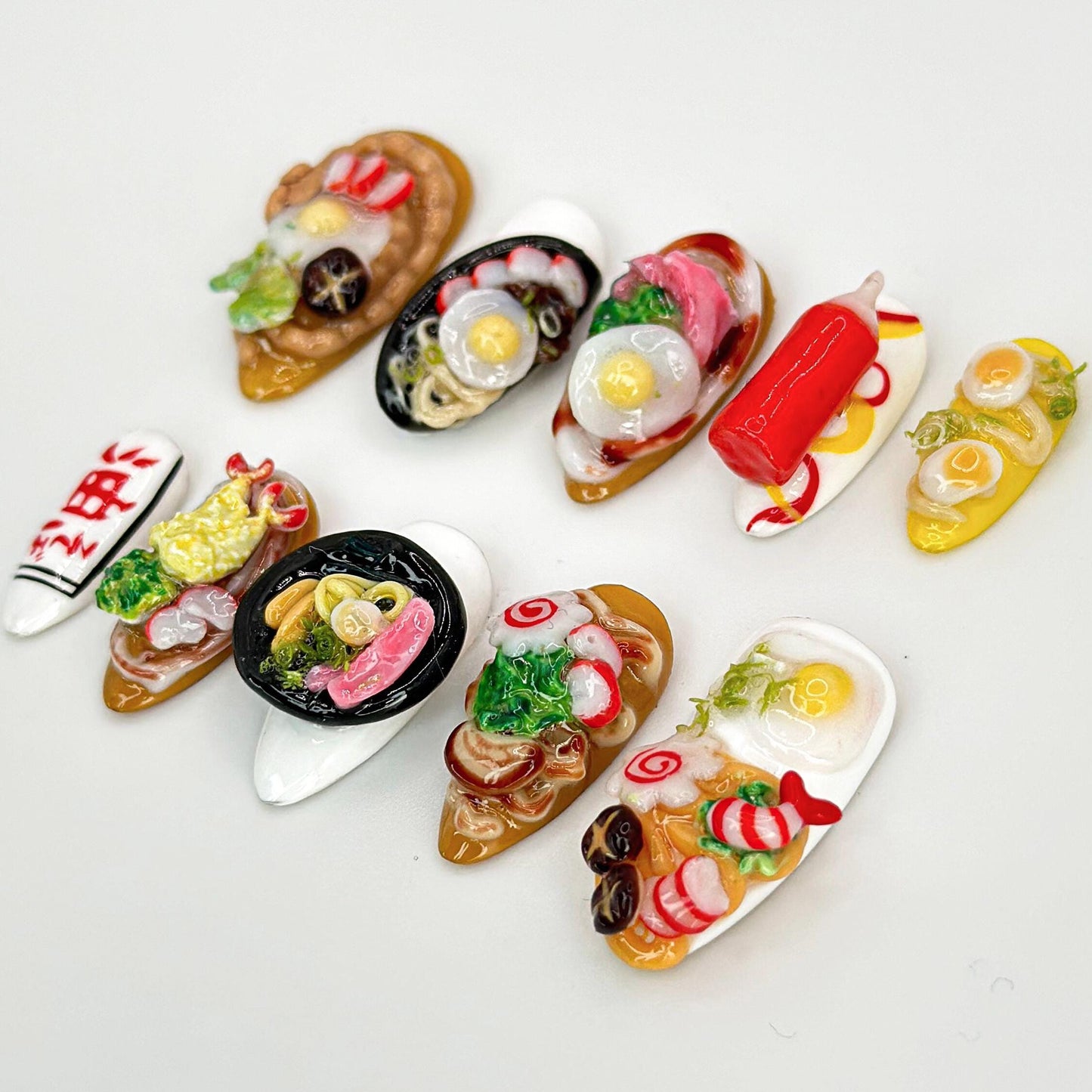 3D Ramen Noodle Press-On Nails - Ramen Noodle 3D Press On Nails
