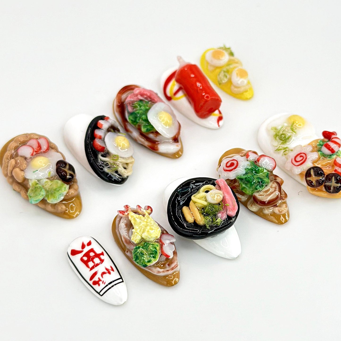 3D Ramen Noodle Press-On Nails - Ramen Noodle 3D Press On Nails