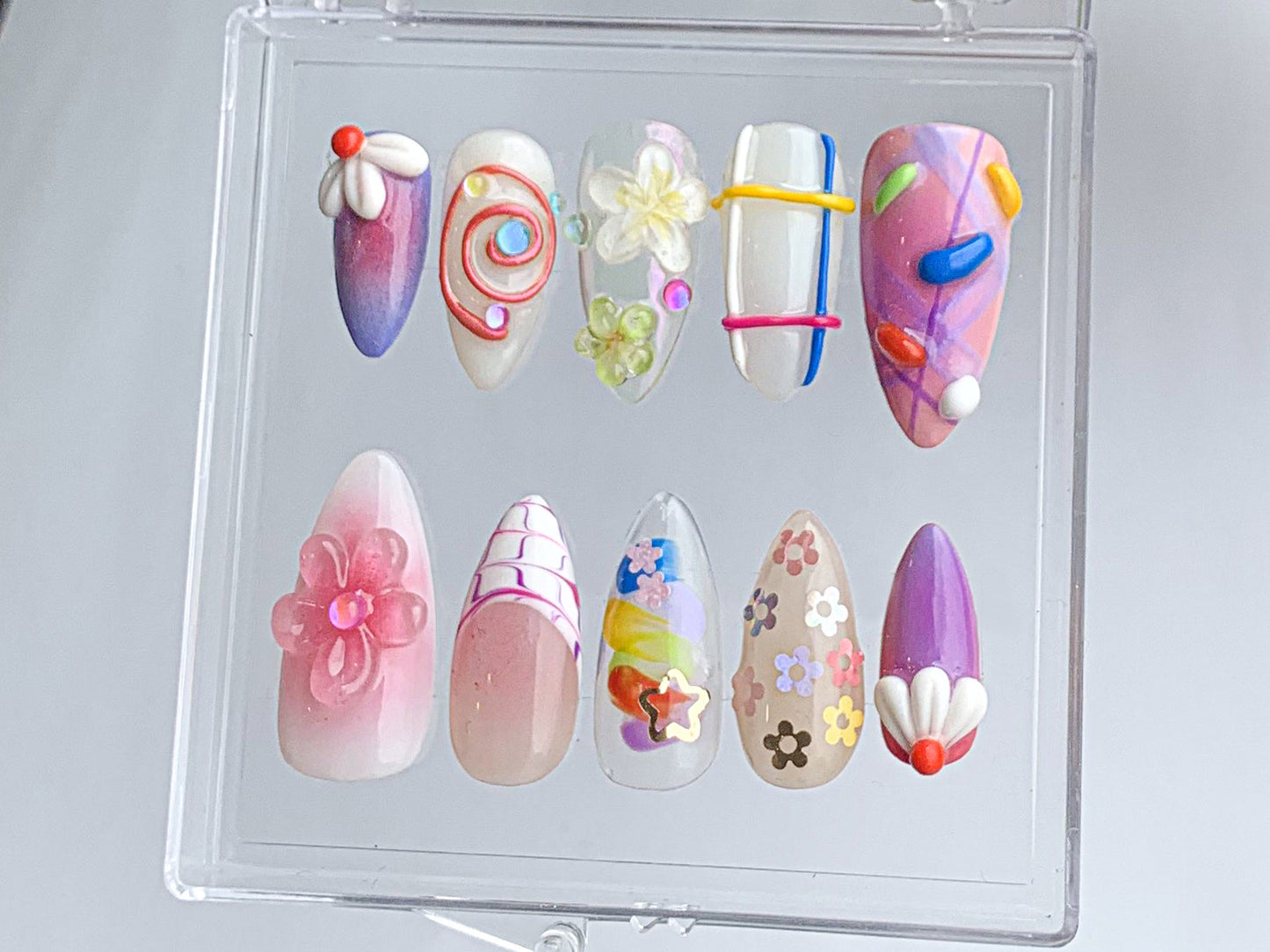 Playful Candy Garden 3D Press On Nail Set
