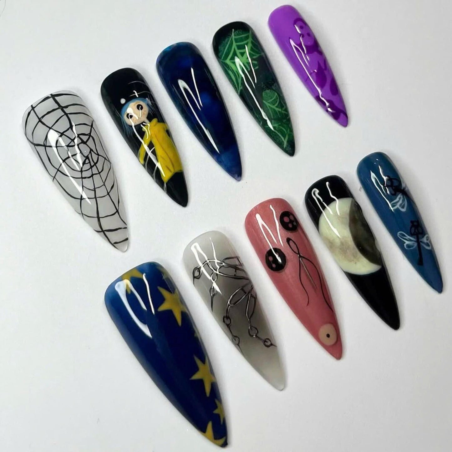 Coraline Press On Nails - Gothic Coraline Inspired Press On Nails