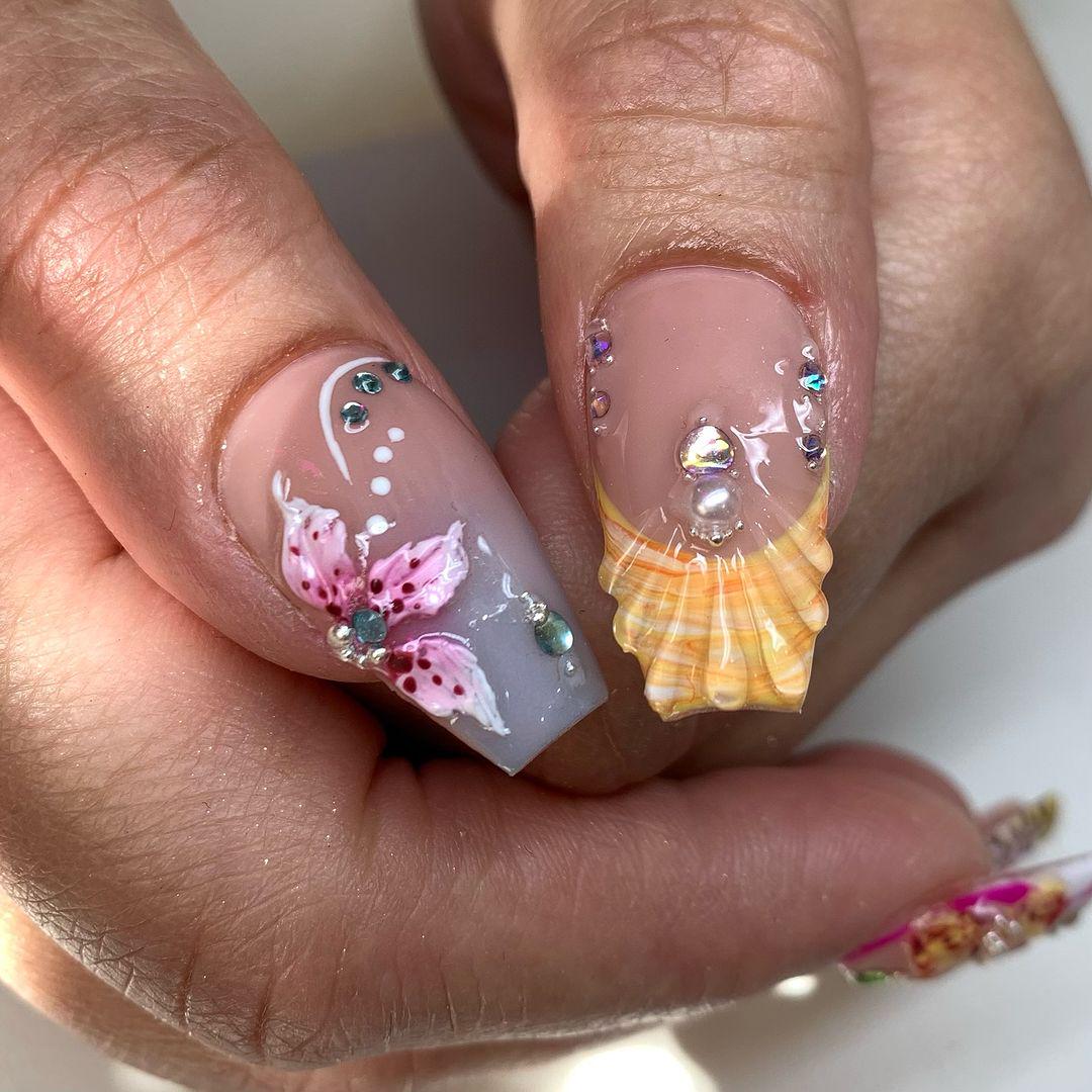 Tropical Bloom Press On Nails Vibrant Jungle Orchid Set