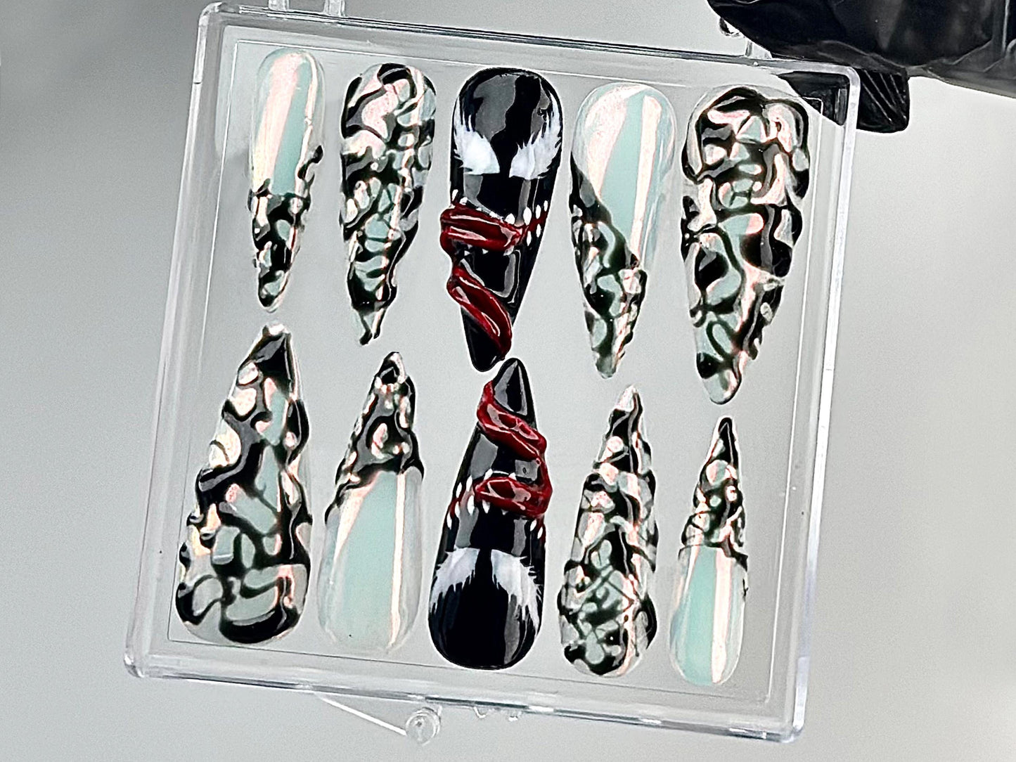 Venom Inspired 3D Press On Nails Horror