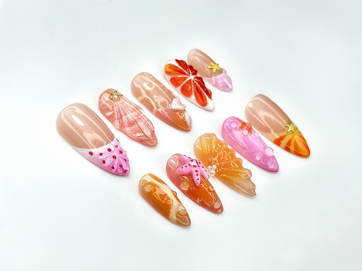 Tropical Starfish Beach Press On Nails Set