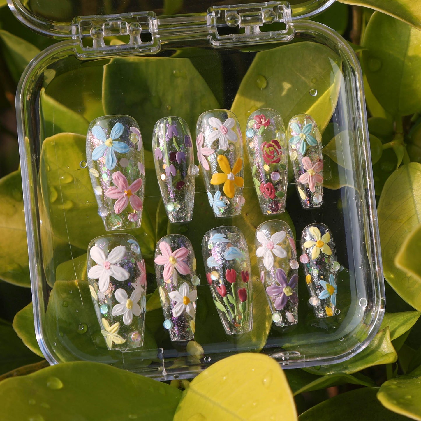 Rainbow Garden Press On Nails