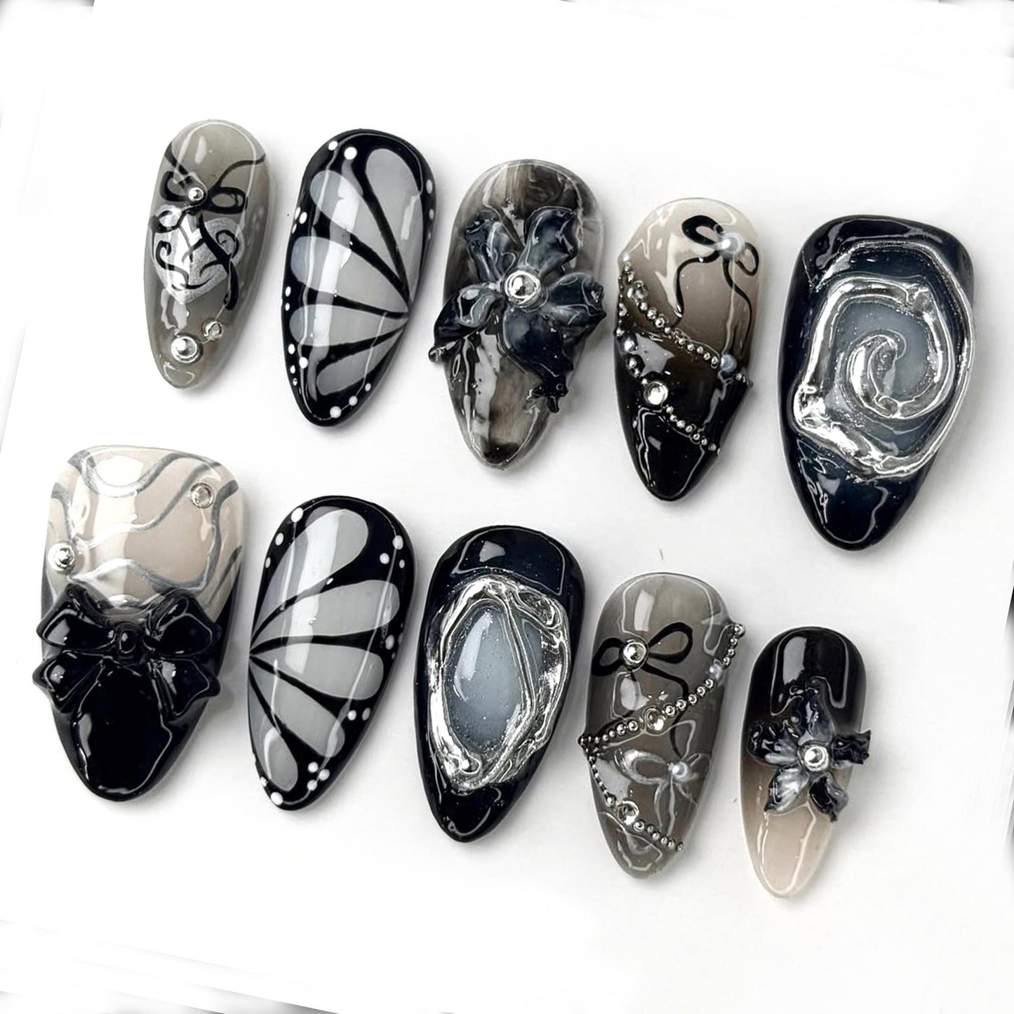Black Butterfly Press On Nails