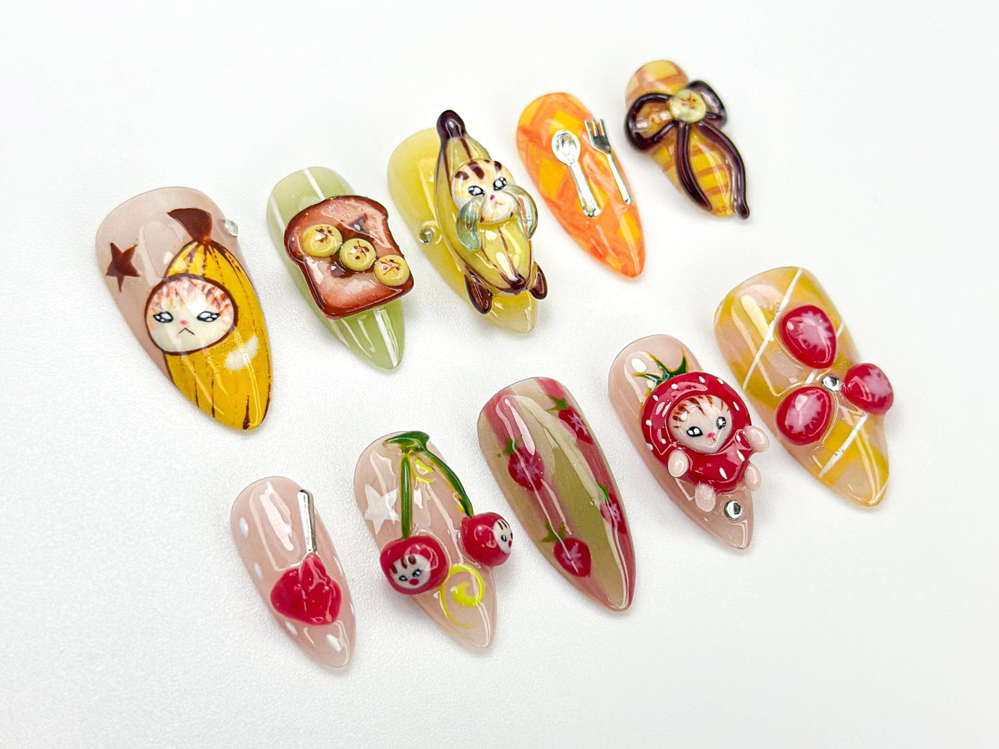 Fruit Cat Café Press On Nail Art Set