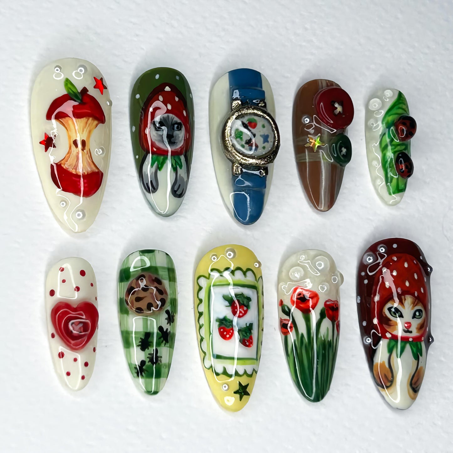 Whimsical Storybook Press On Nails - Whimsical Hand Painted Art Press On