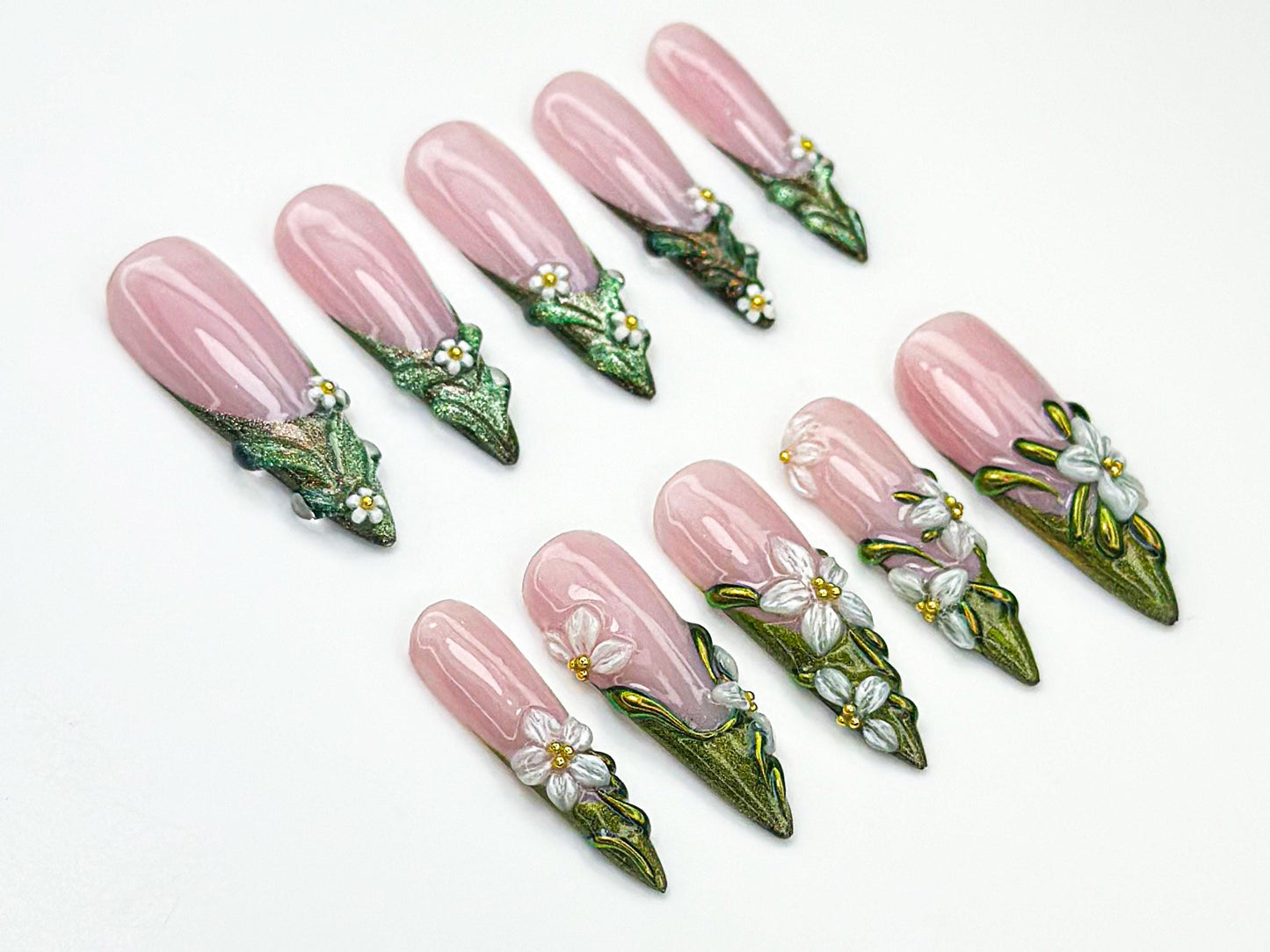 Floral Vine Stiletto Nail Art Set