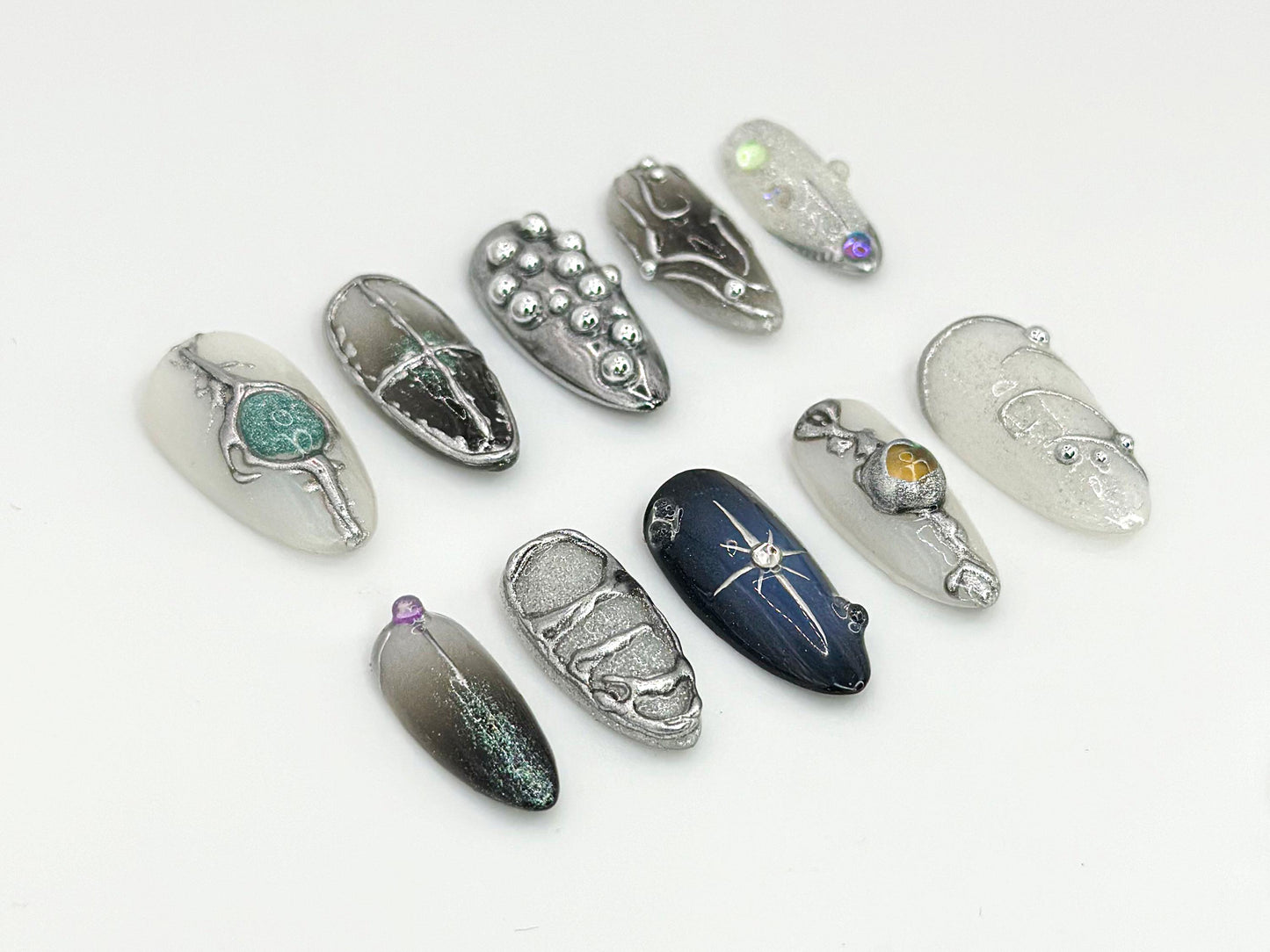 Shiny Metallic Silver Press On Nails
