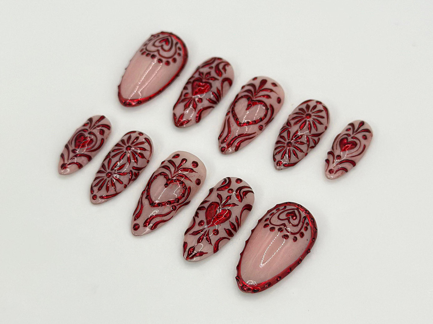 Stunning Red Heart Nail Art Set