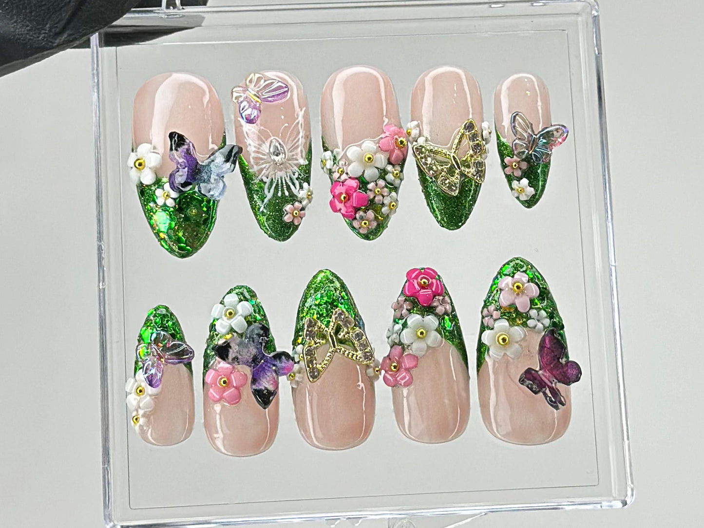 Butterfly Garden 3D Floral Press On Nails