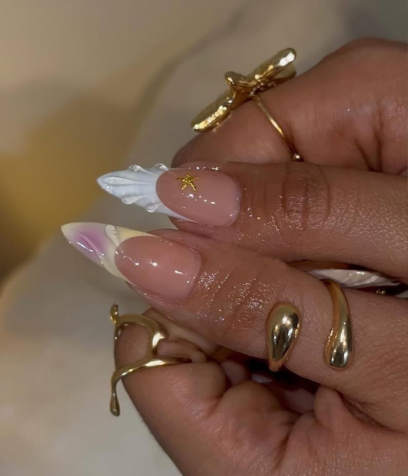 Stunning Seashell Floral Nail Art Set