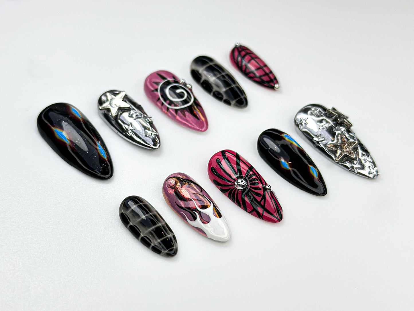 Cyber Star Chrome Press On Nail Set