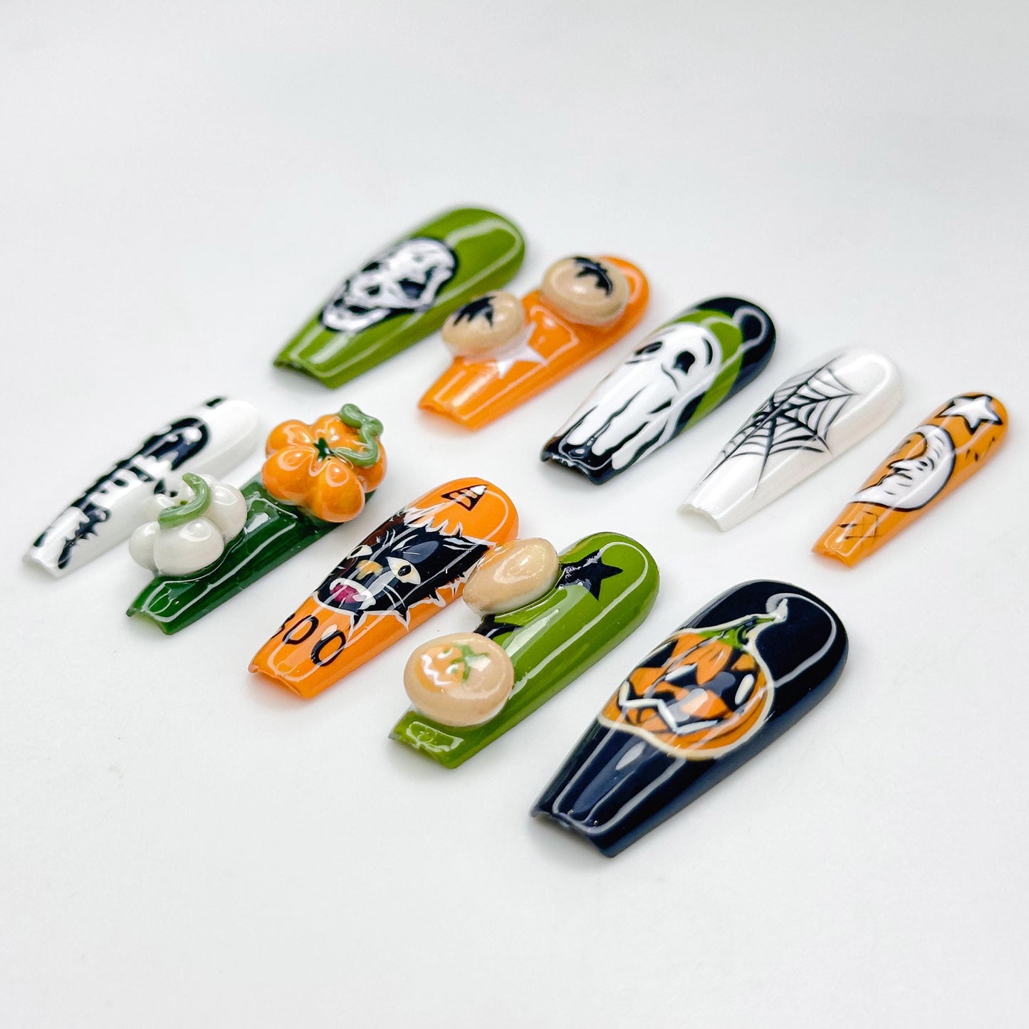 Spooky Halloween Press On Nails - Halloween 3D Spooky Press On Nails