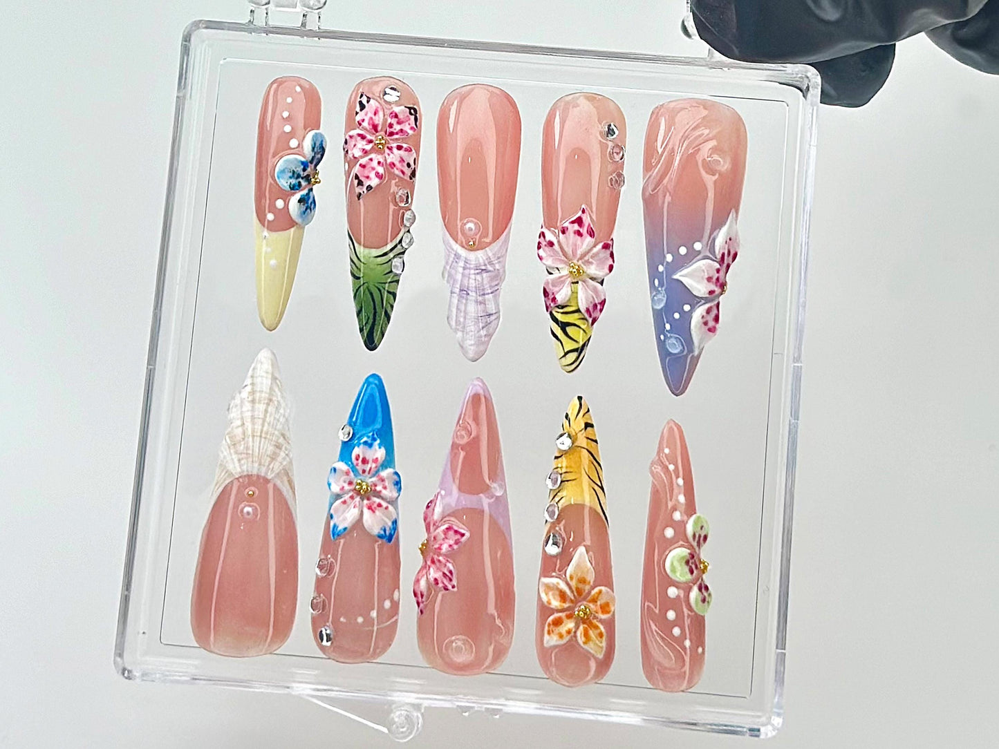 Tropical Bloom 3D Press On Nail Set