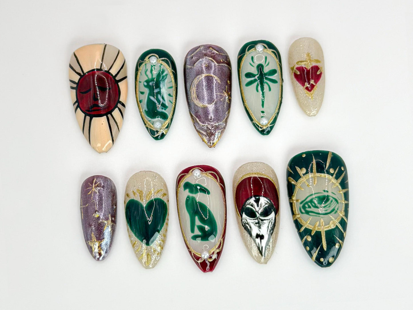 Mystic Gothic Press On Nails Handmade Tarot-Inspired Nail