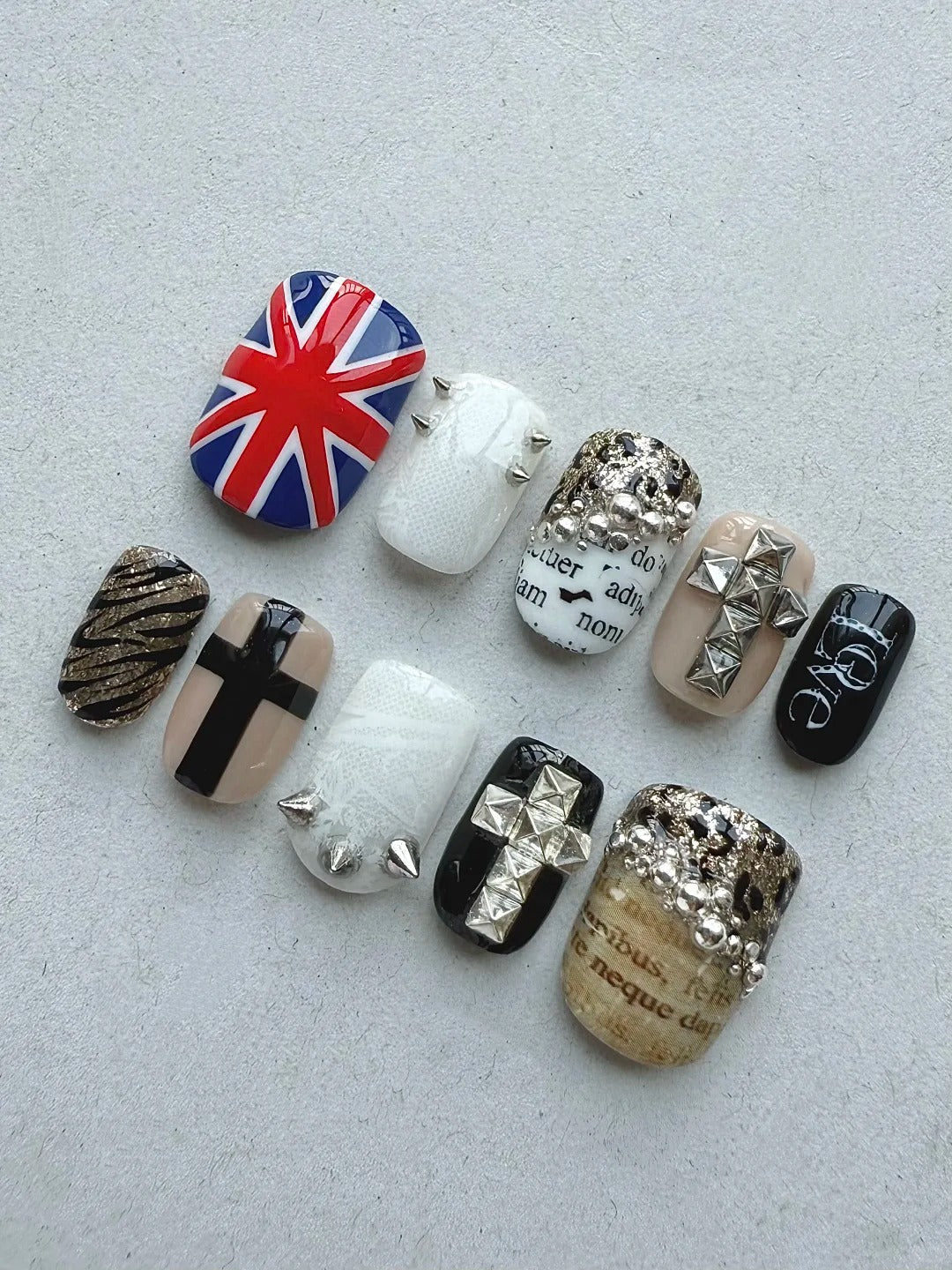Edgy Union Jack Cross Press On Nails