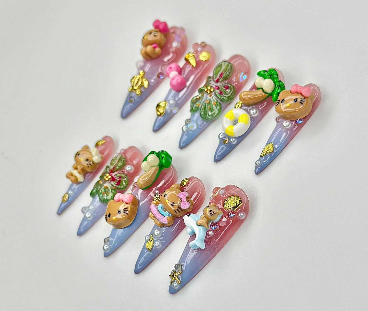 Tropical Cute 3D Press On Nail Set