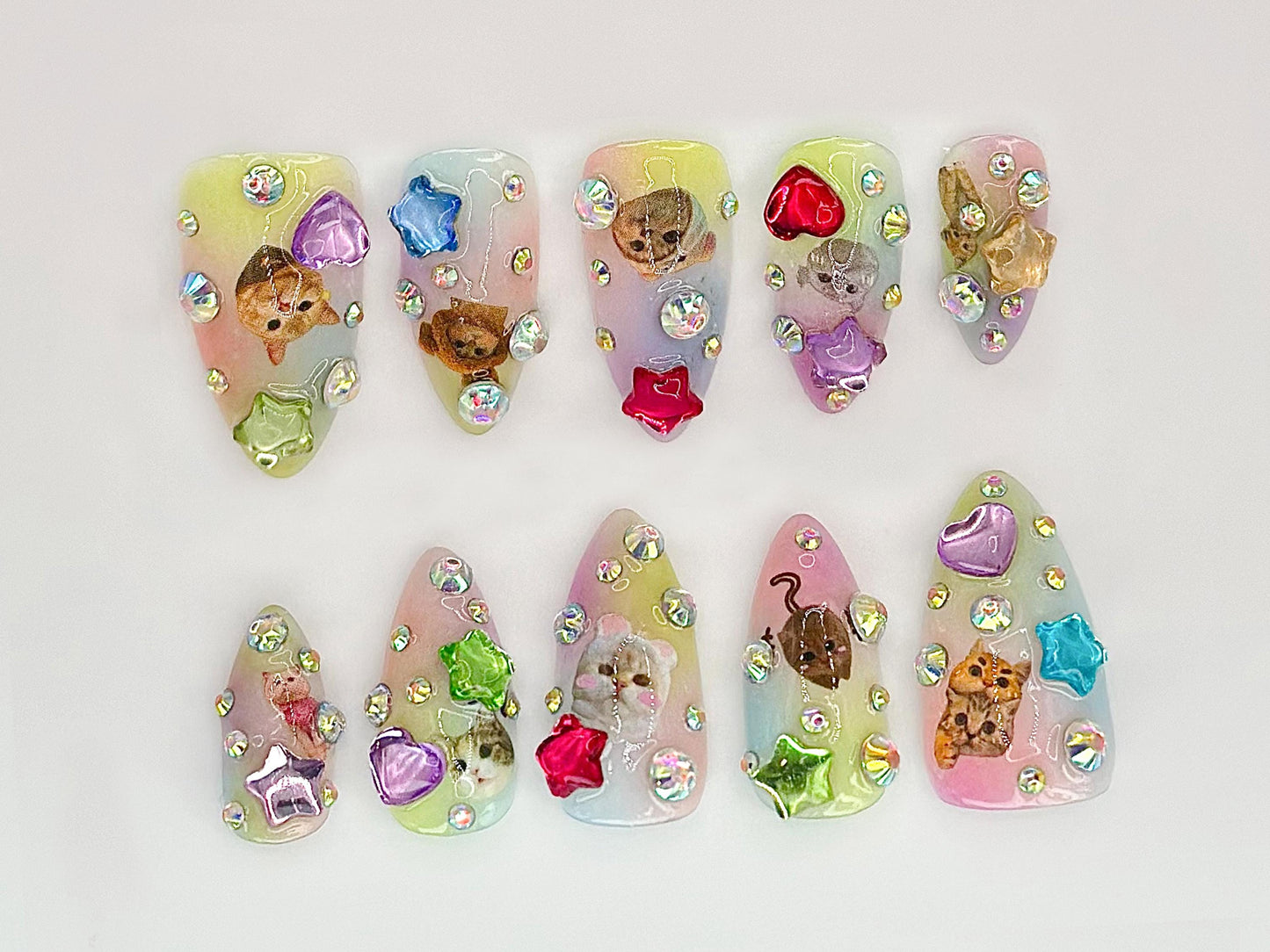 Cute Cat 3D Press On Nails