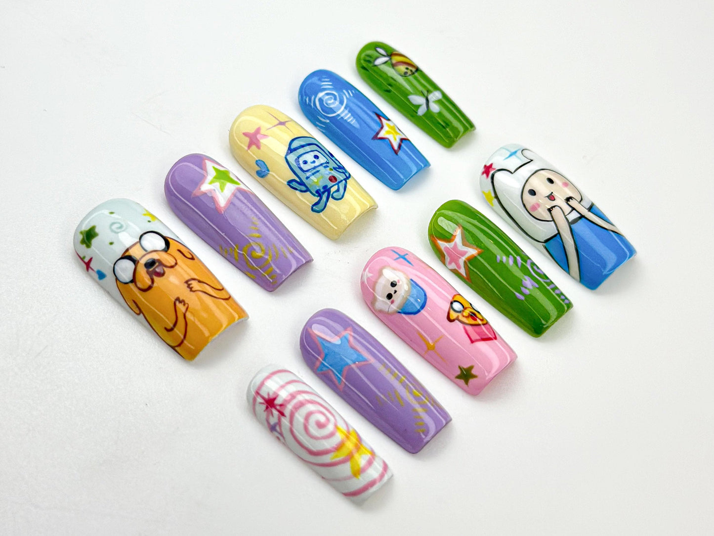 Vibrant Adventure Time Nail Art - Unique Designs