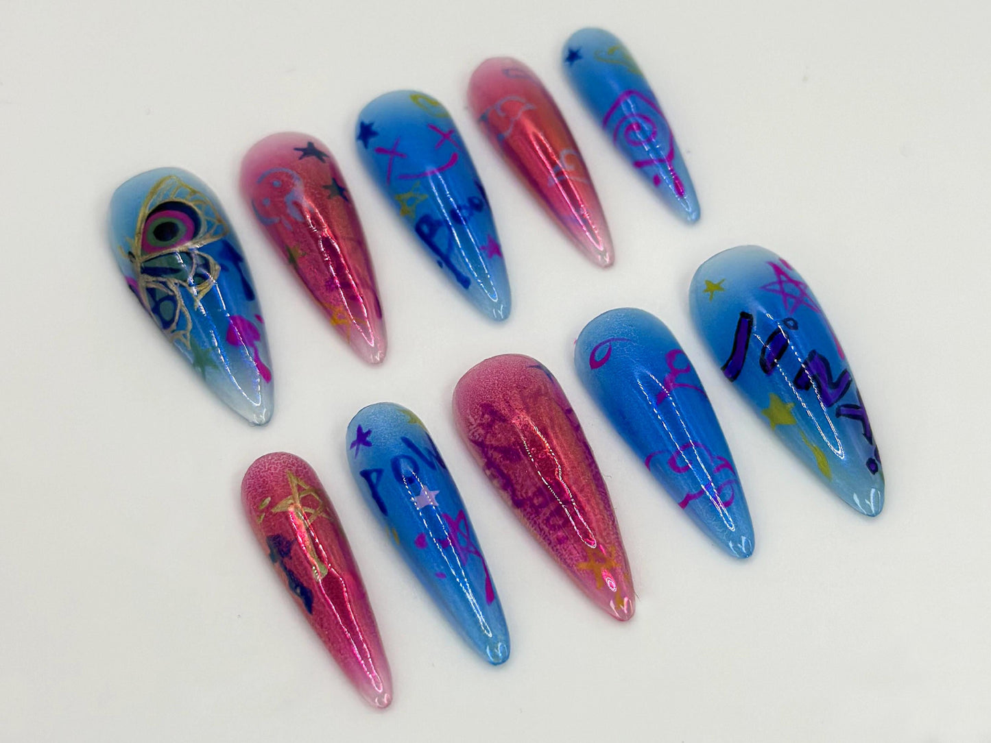 Vibrant Graffiti 3D Press On Nails
