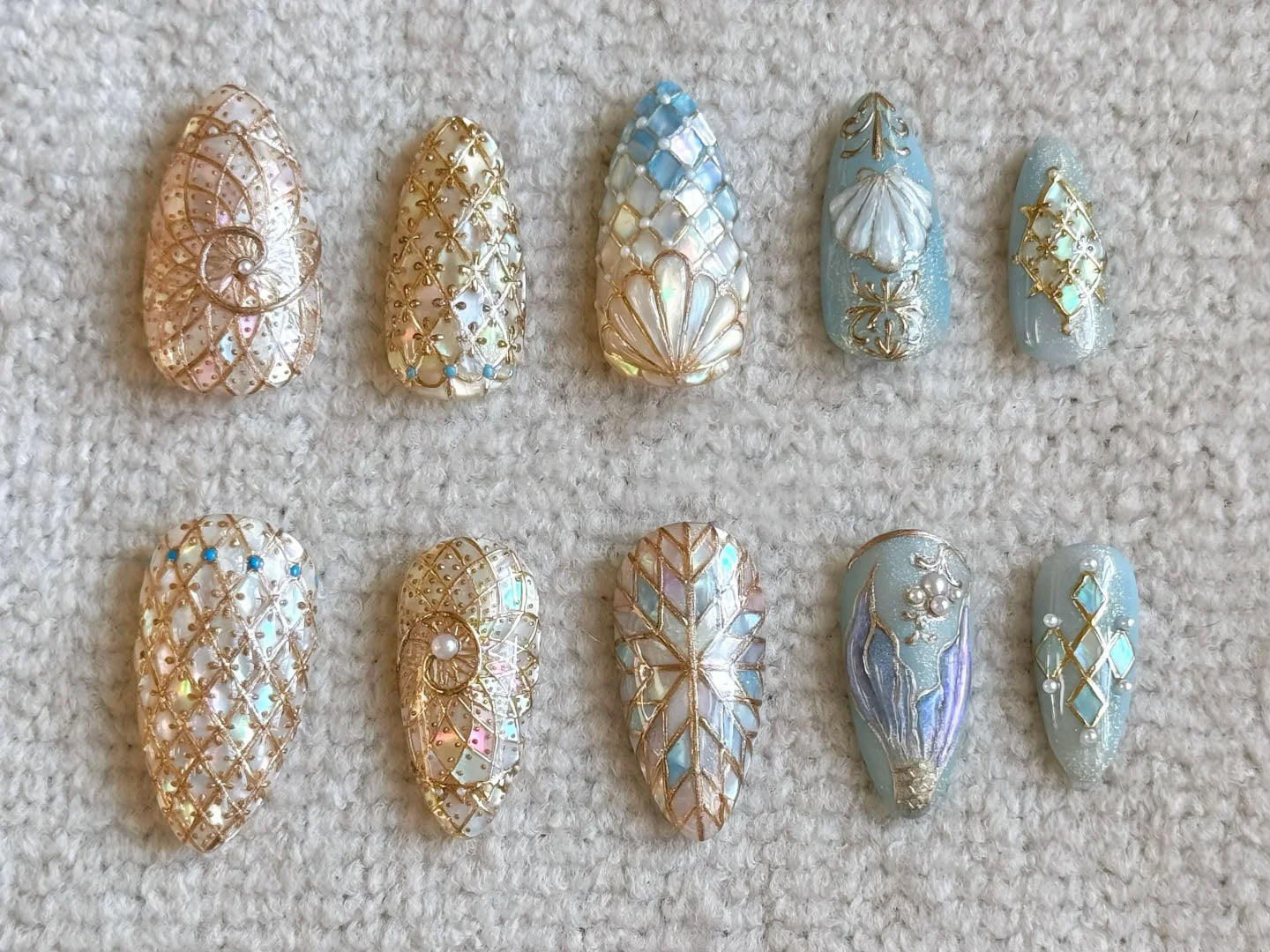 Opulent Seashell Press On Nail Art Set
