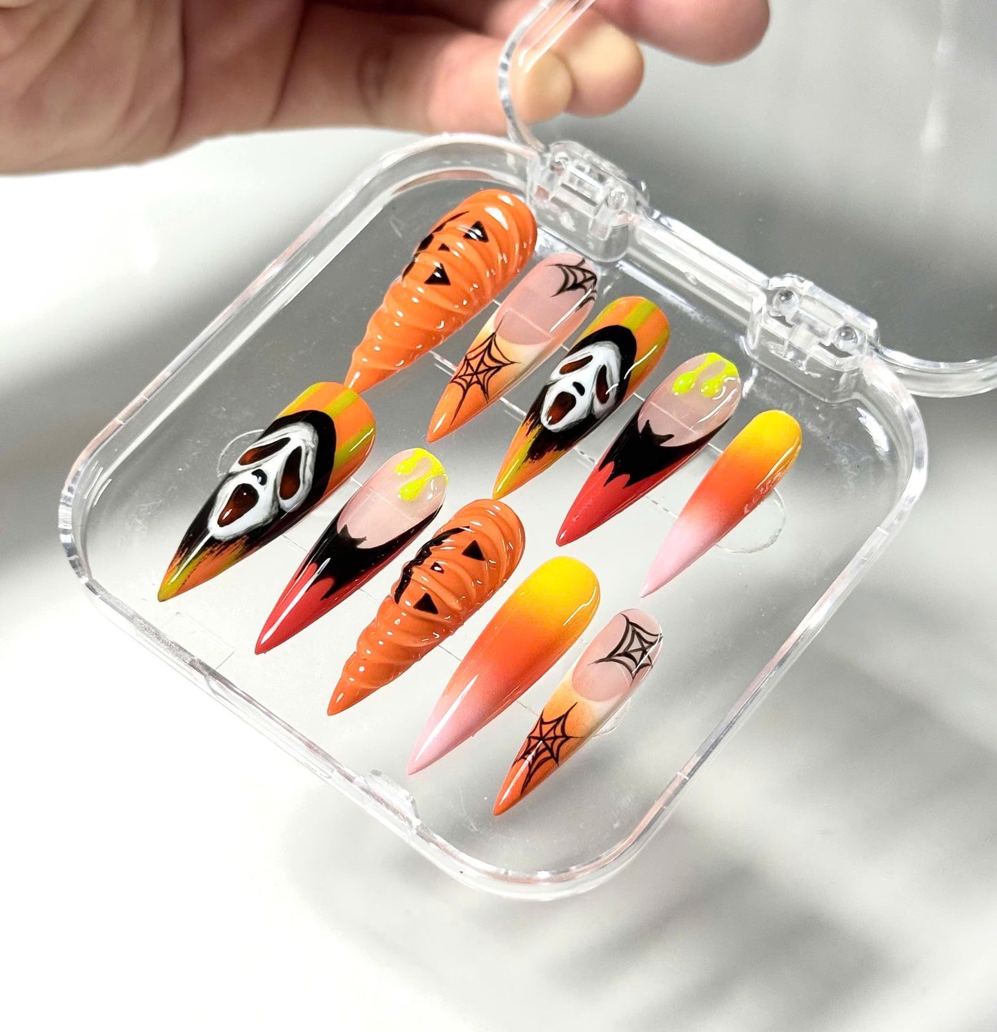 Halloween Press On Nails - Halloween Ghost Face Press On Nails
