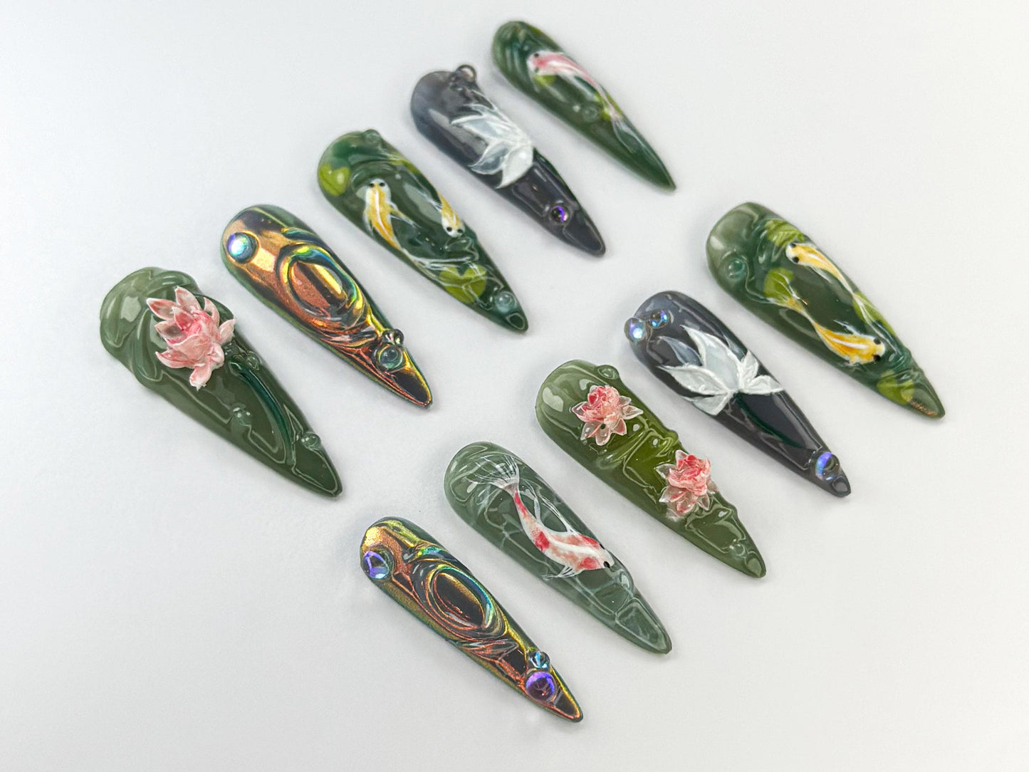 Elegant Koi Fish 3D Press On Nails