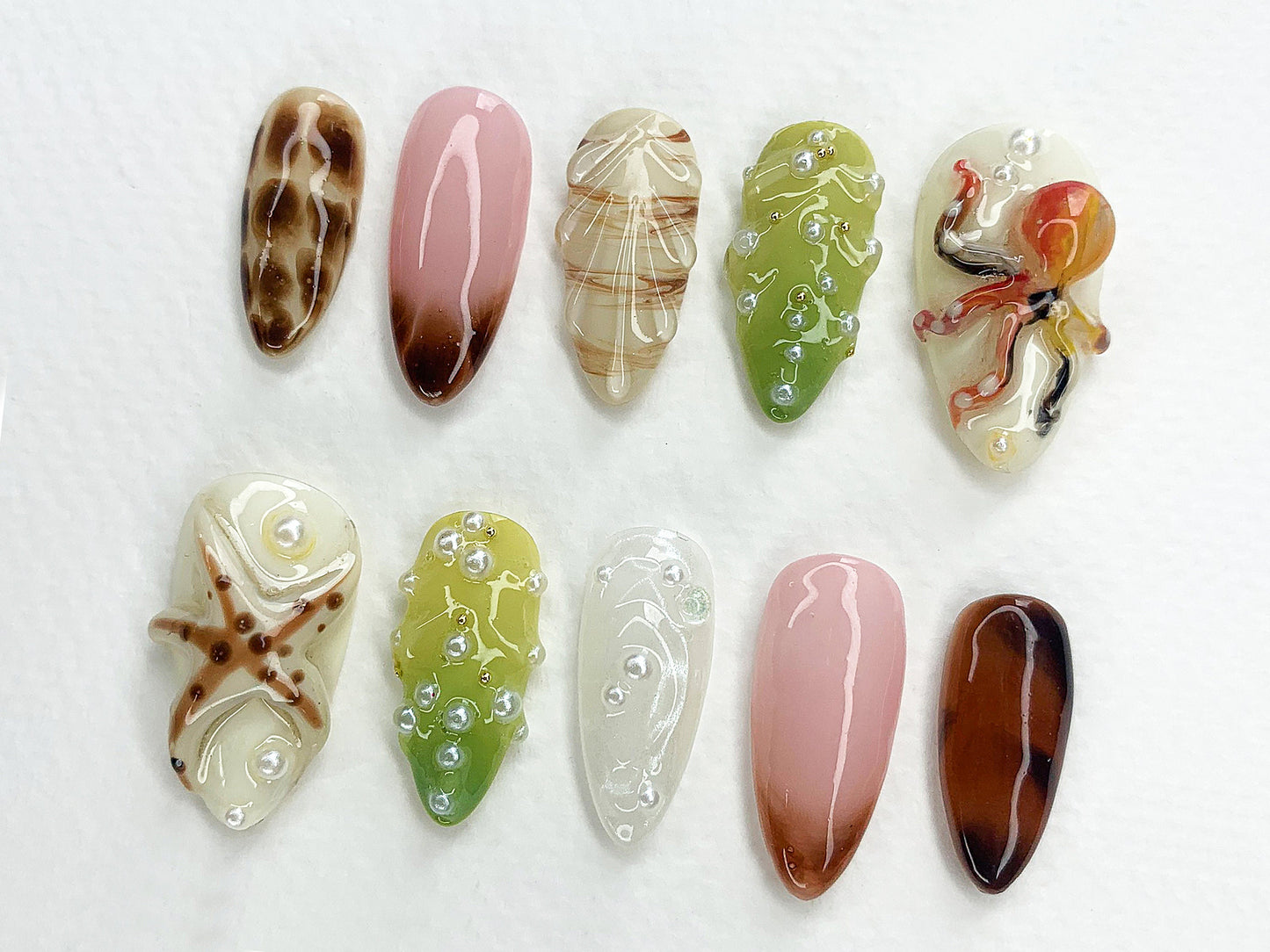 Elegant 3D Ocean Nail Art - Unique Designs
