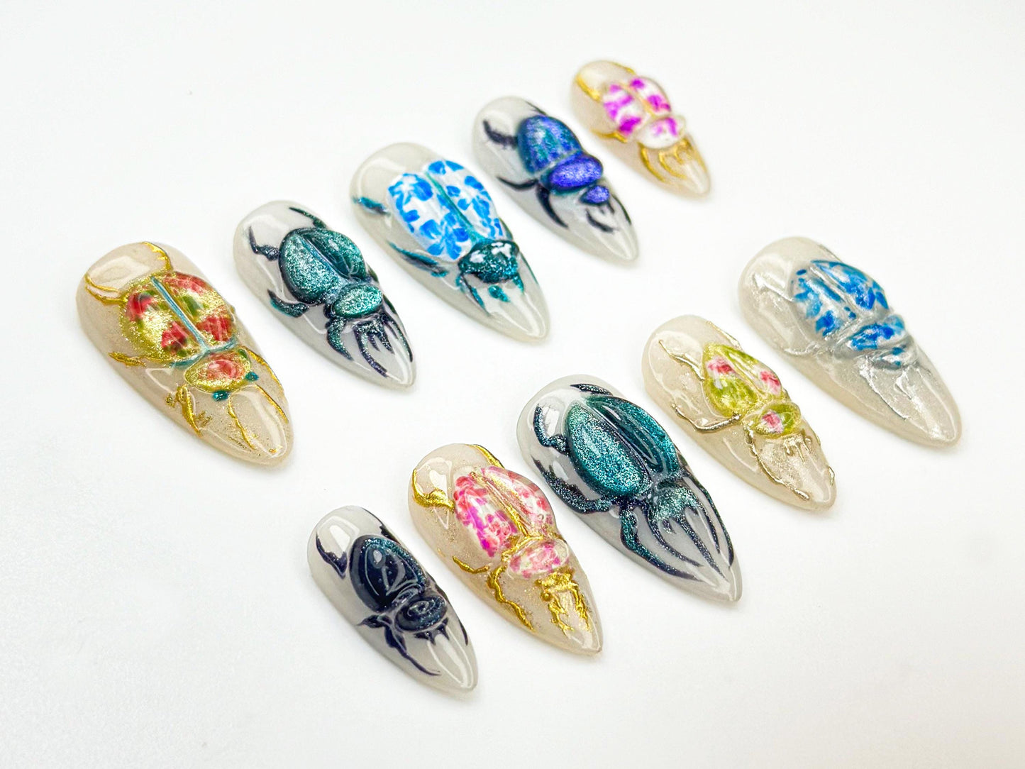 Stunning 3D Beetle Press-On Nails