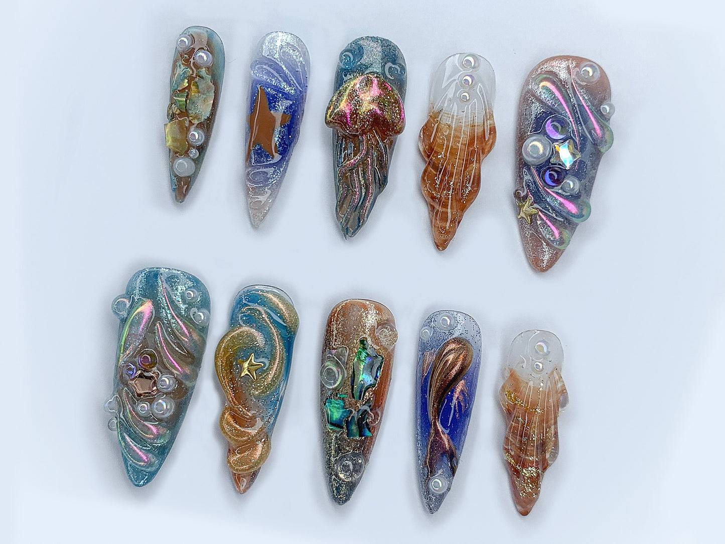 Free Style Chrome Press On Nails Set