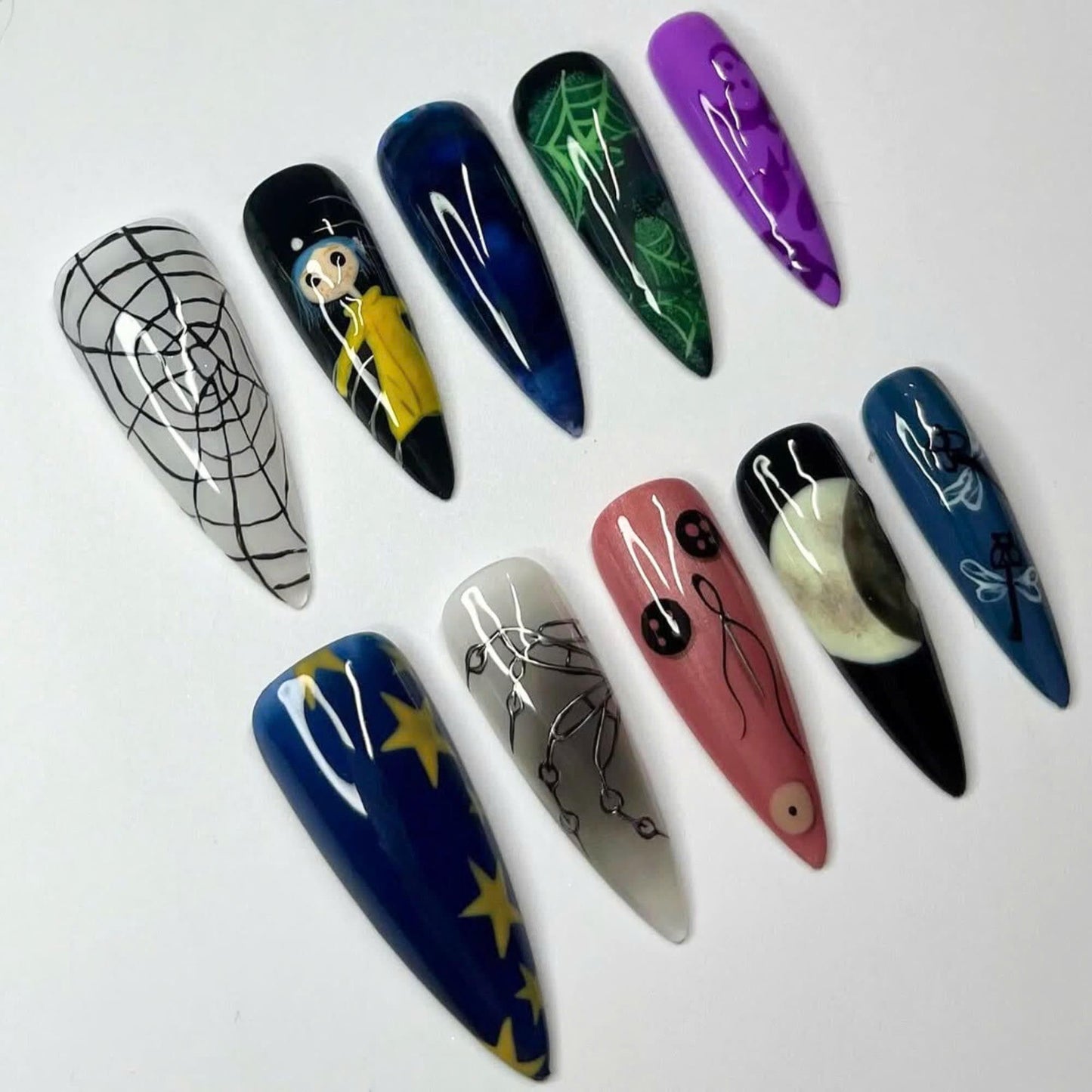 Coraline Press On Nails - Gothic Web Fantasy Press On Nails