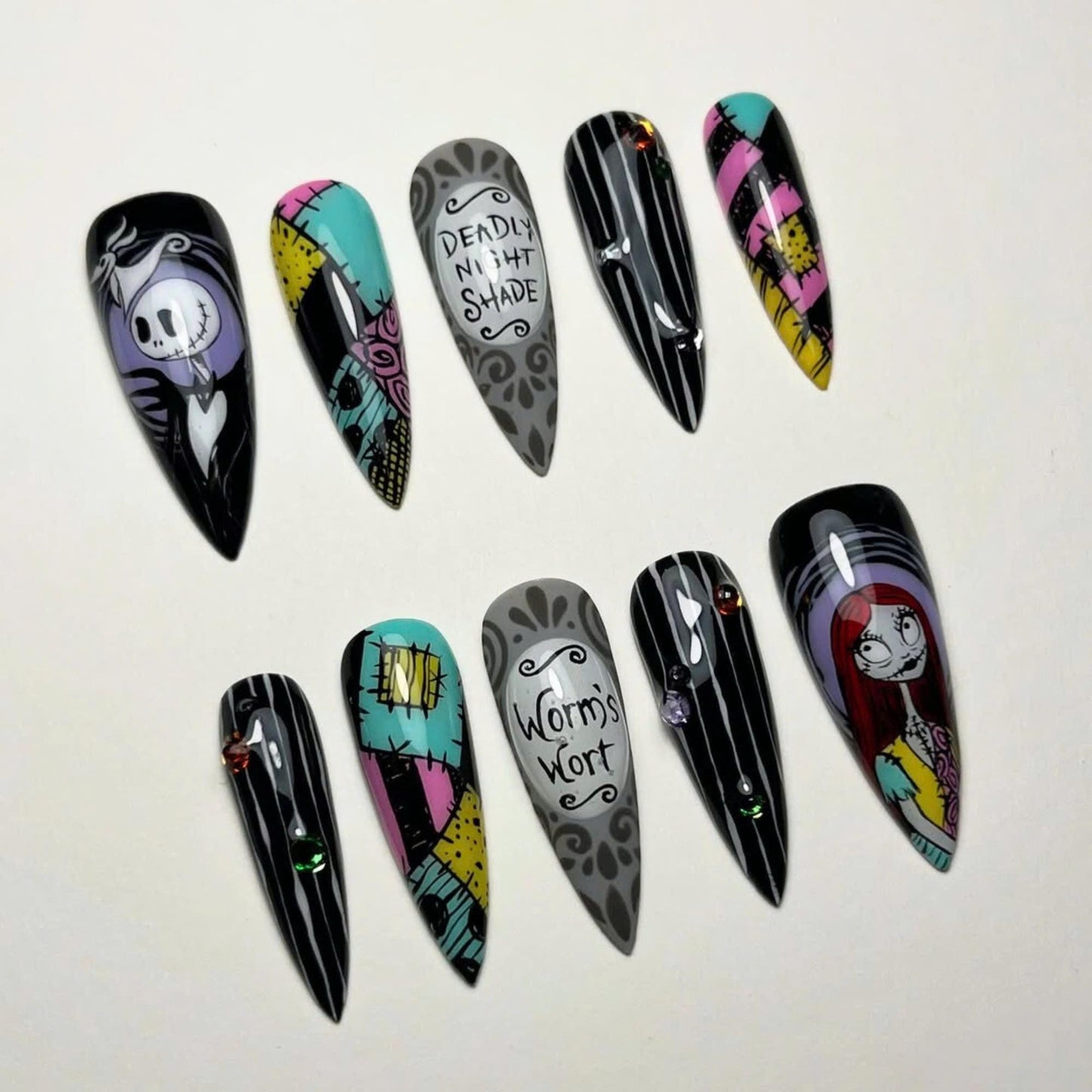 Nightmare Before Christmas Press On Nails - Gothic Nightmare Halloween Press On Nails