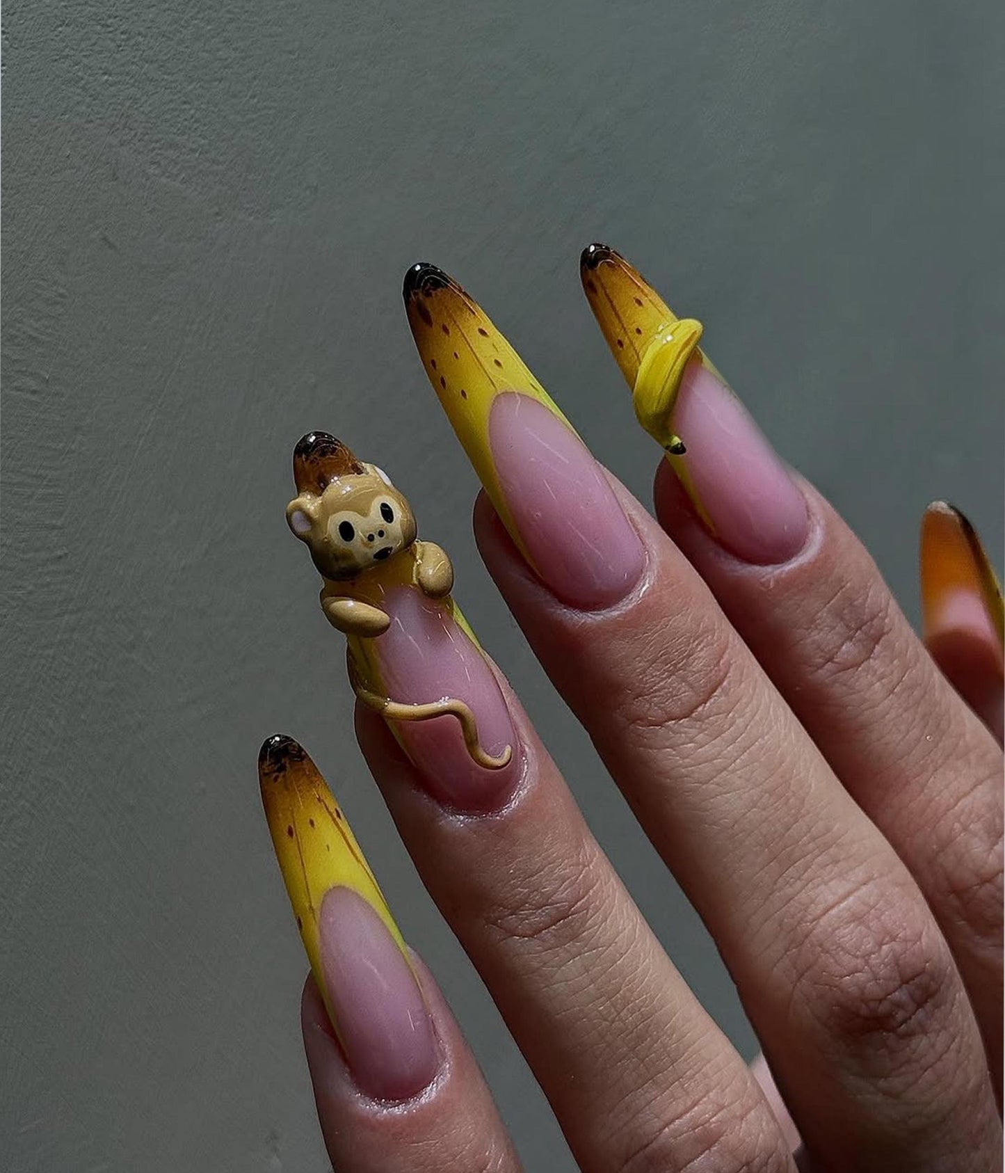 Banana Monkey 3D Press On Nail Set