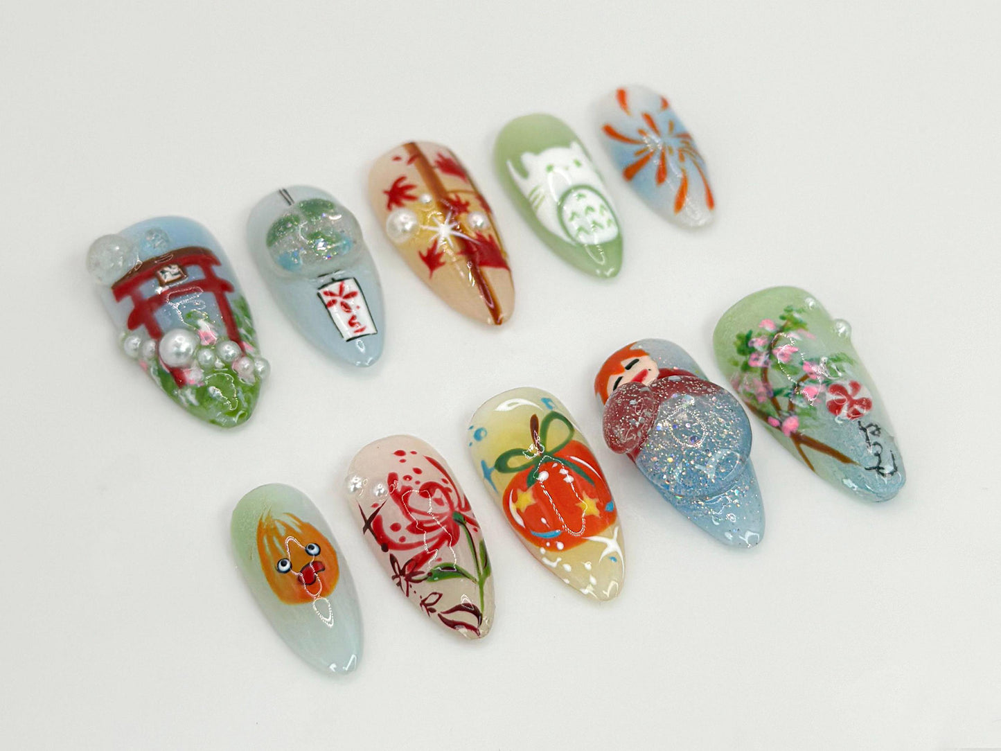 Vibrant 3D Anime Press-On Nails
