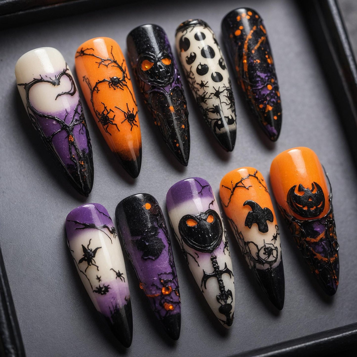 Spooky Spider Halloween Press On Nails