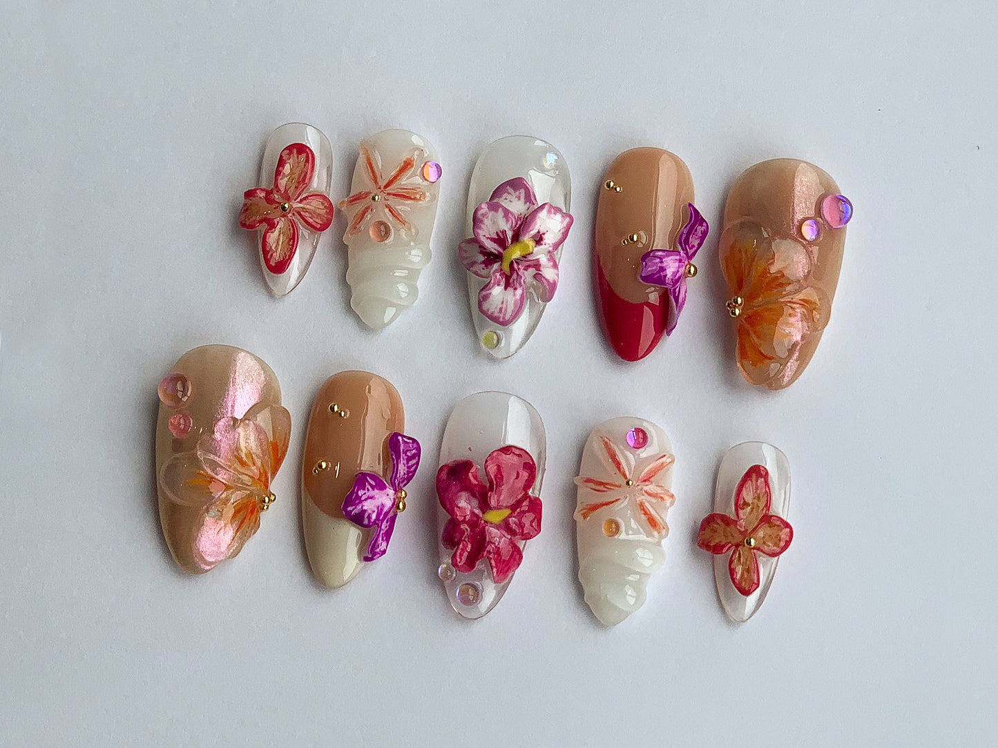 Stunning Floral 3D Nail Art Set - Elegant Design