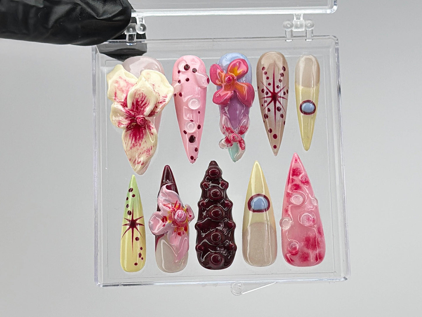 Avant-Garde Orchid 3D Press On Nail Set