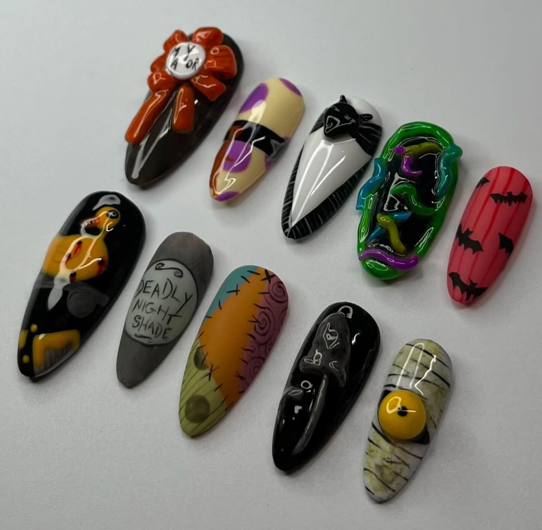Handmade Nightmare Before Christmas Inspired Halloween Gothic Nails