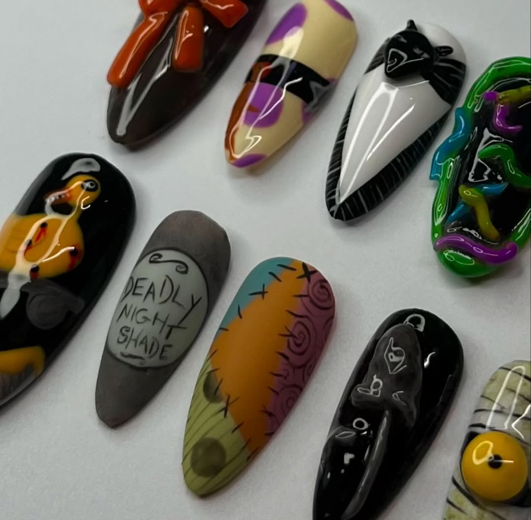 Handmade Nightmare Before Christmas Inspired Halloween Gothic Nails