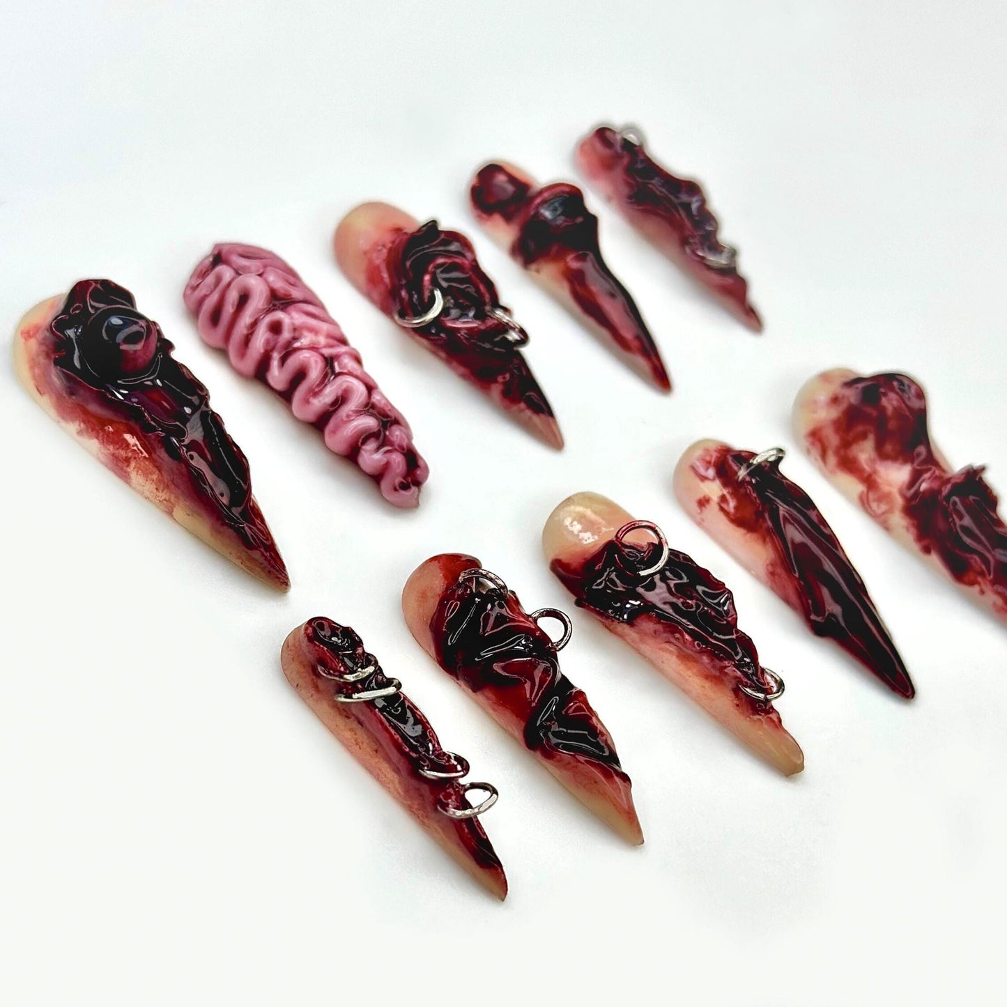 Bloody Gore Horror Press On Nails - Horror Gore Bloody 3D Nail Se