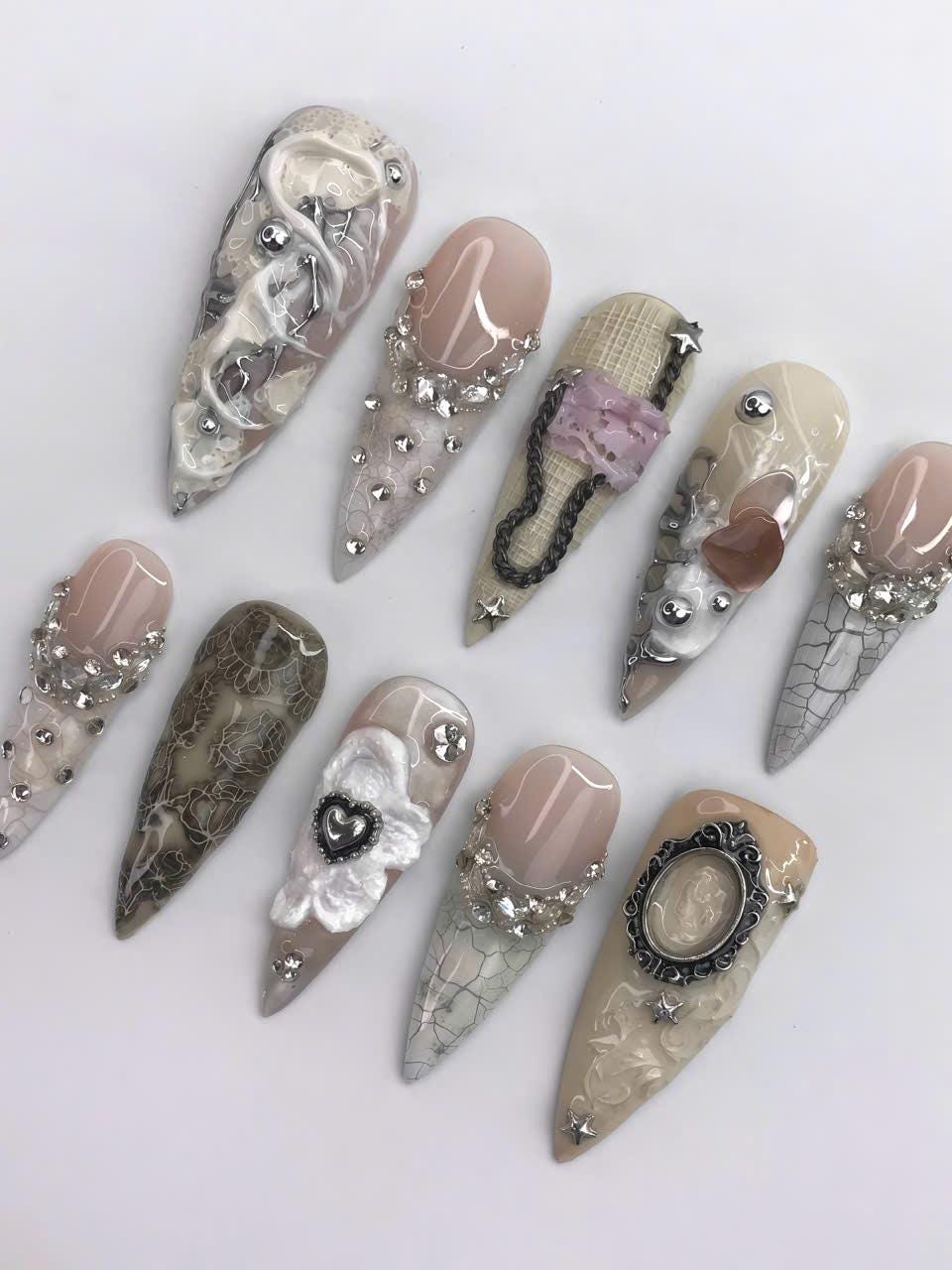 Dark Cottagecore Press - Vintage Gothic 3D Press On Nails