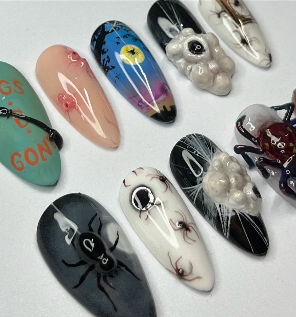 Creepy Bug and Spider 3D Halloween Press-On Nails Set