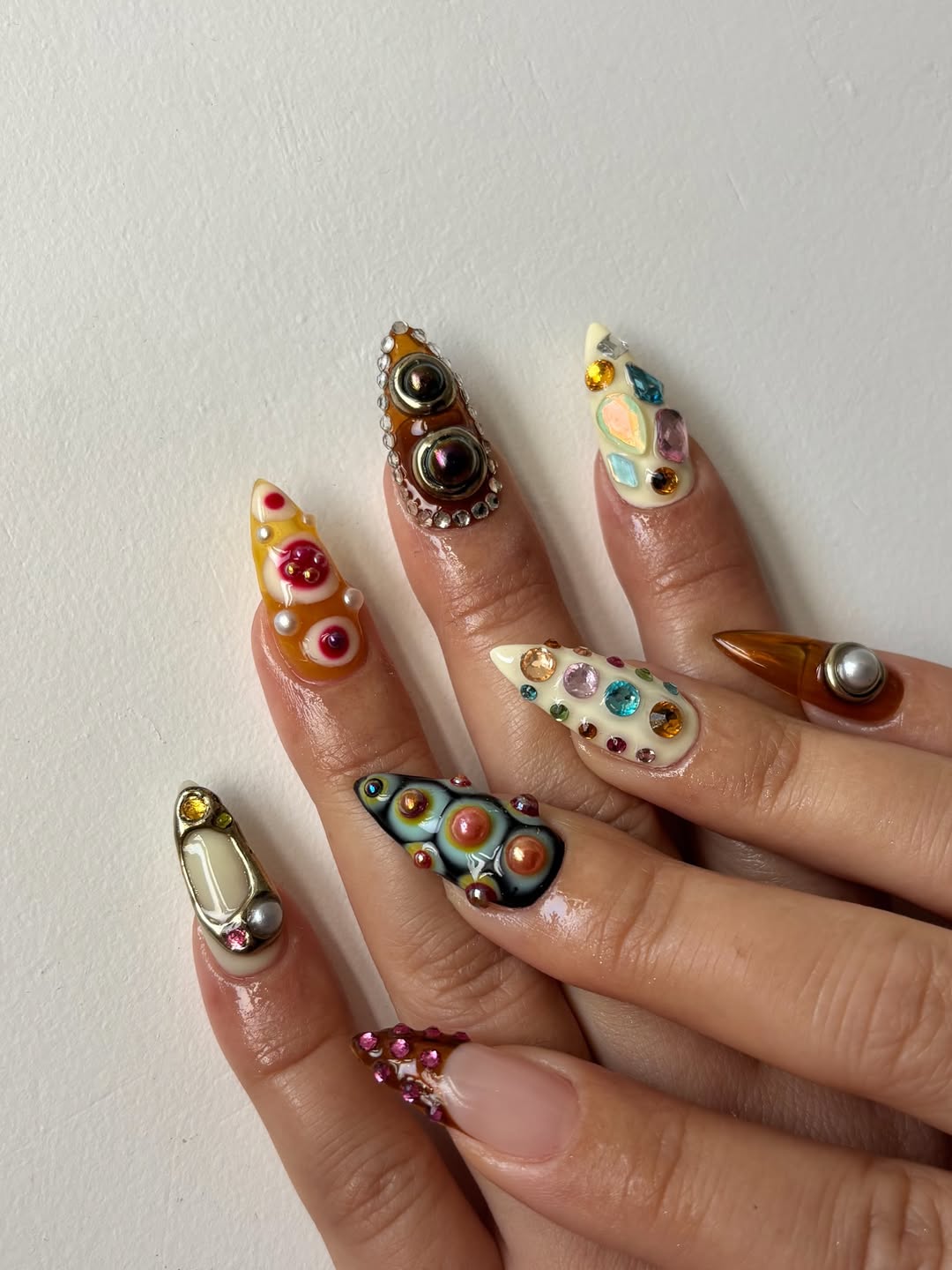 Avant-Garde 3D Colorful Press-On Nails with Bold Artistic Texture