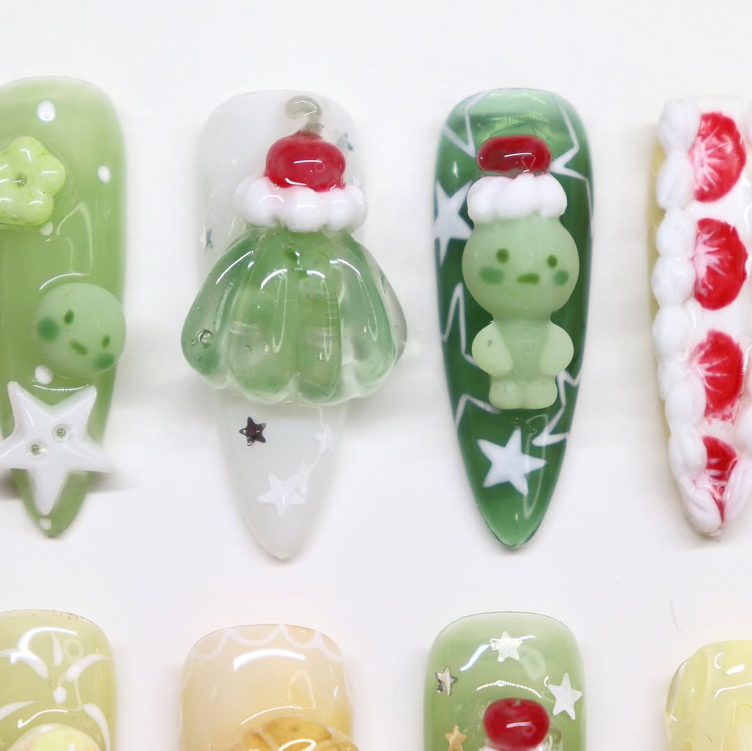 Whimsical 3D Dessert Holiday Press On Nails