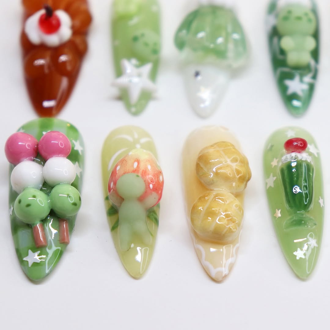 Whimsical 3D Dessert Holiday Press On Nails